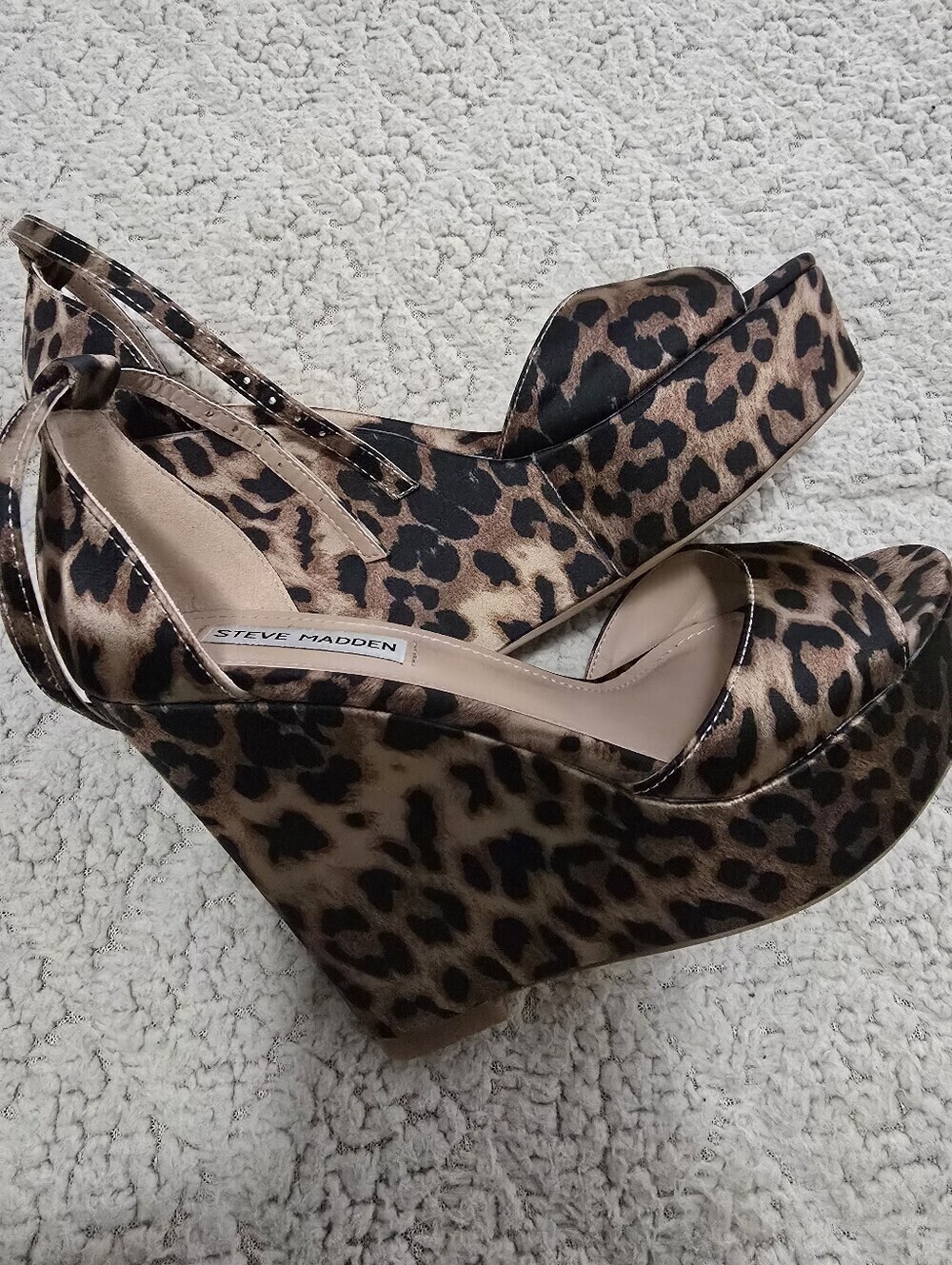 Steve Madden Leopard-Print Wedge Sandals - Brown/Black